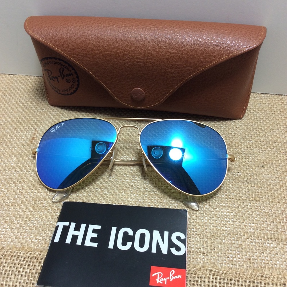 RAY-BAN ORIG AVIATOR BLUE GOLD SUNGLASSES